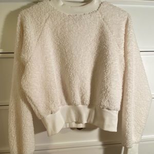 Forever 21 fuzzy plush long sleeve cropped top, size small
